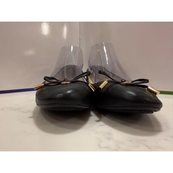 MK Michael Kors Leather Ballet Flats Black Classic Size 7M - Picture 2 of 10